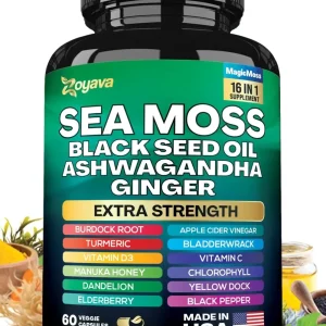 Extra Strength Sea Moss Blend Capsules – 19,445 mg All-in-One Superfood Formula with 15+ Ingredients for Total Body Wellness (60 / 120 Capsules)
