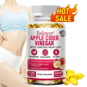 Balincer Apple Cider Vinegar Capsules – Healthy Fat Burning, Digestion, Detox & Immune Support Formula (120 Capsules)