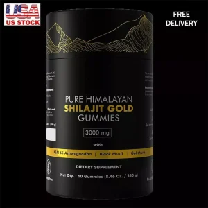 Pure Himalayan Shilajit Gummies – 3000 mg Gold Grade Formula with Ashwagandha & Gokshura for Energy, Immunity & Strength Support (60 Gummies)