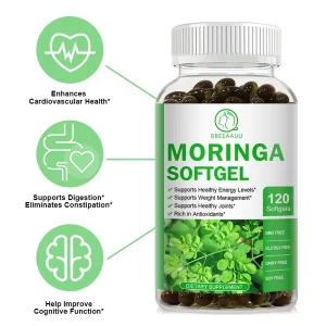 Moringa Capsules – Ultimate Green Superfood for Energy, Immunity, Skin & Digestive Health with Antioxidant Power (120 Capsules)