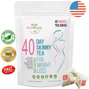 40-Day Herbal Skinny Detox Tea – Natural Weight Loss Cleanse with Metabolism Boost, Appetite Control & Full Body Detox (40 Tea Bags)