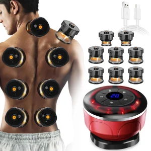 8-Cup Electric Cupping Massager – 4-in-1 Gua Sha Vacuum Therapy System with Heat, Red Light, EMS & Smart Suction for Body Sculpting & Recovery